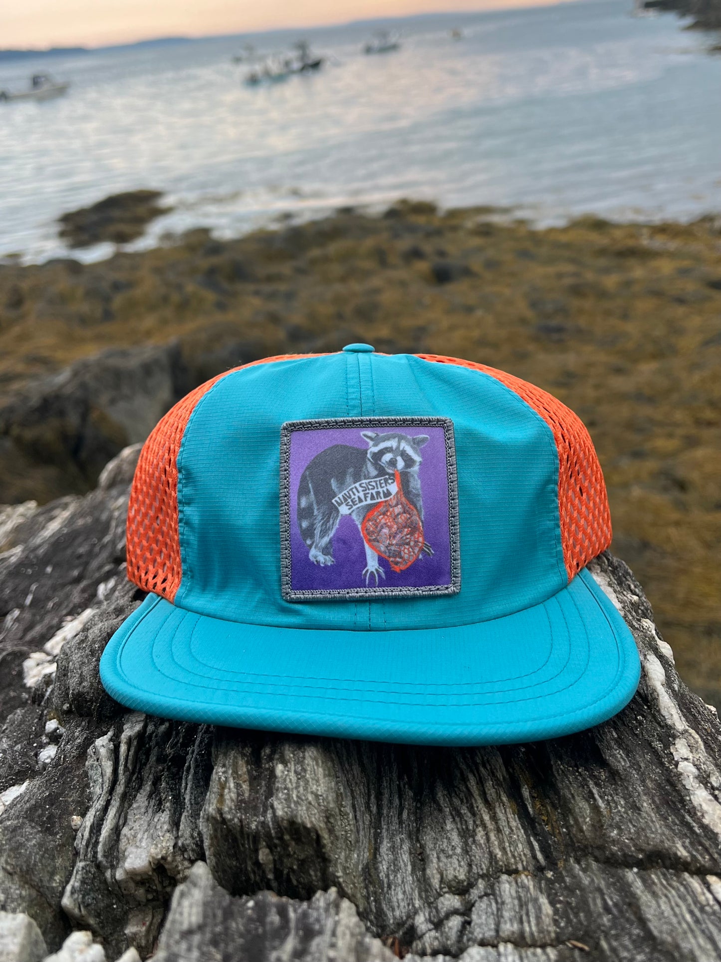 Wide Set Mesh Cap Orange / Teal